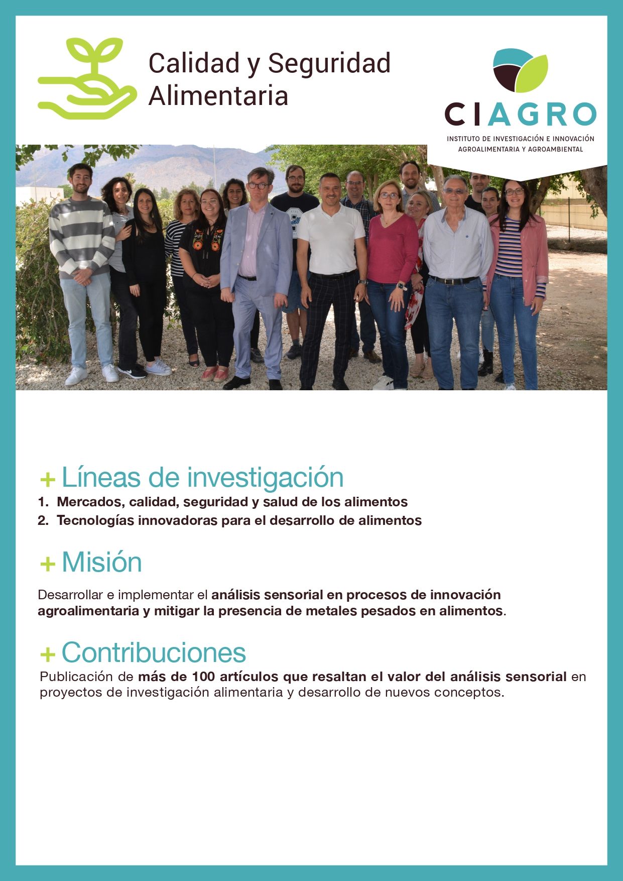 Ficha del grupo de investigación Calidad y Seguridad Alimentaria (página 1)